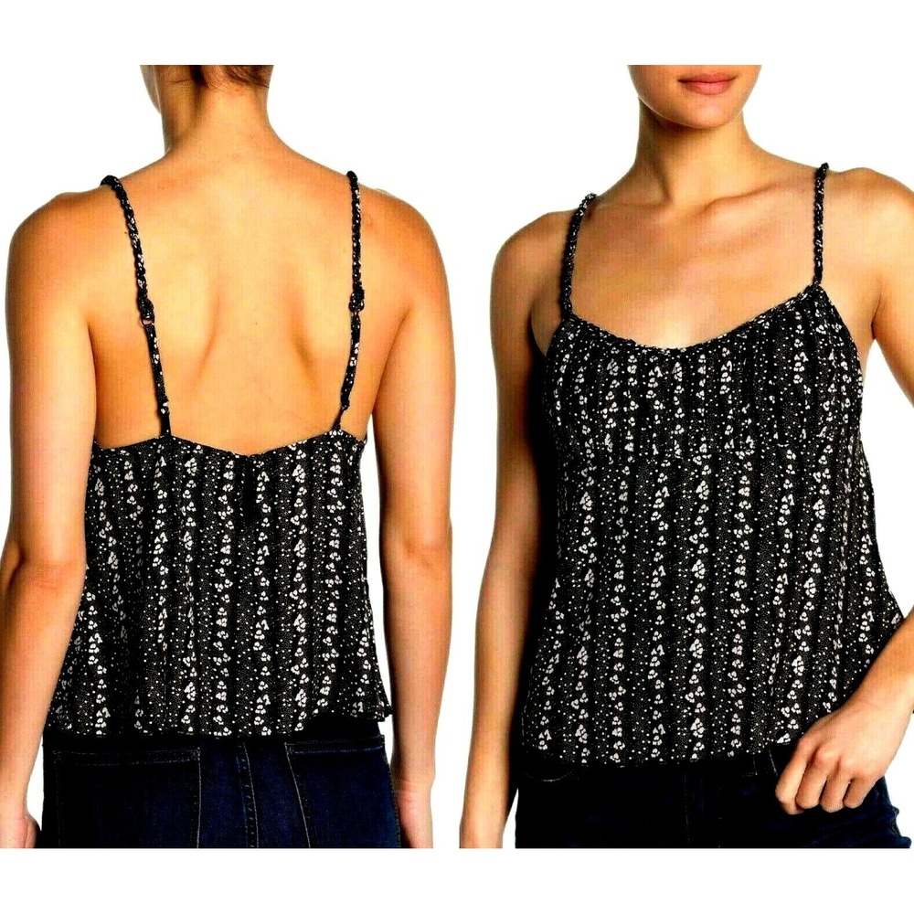 Free People Womens S Camisole Black Donna Satin Lavender Heart Whimsigoth Boho